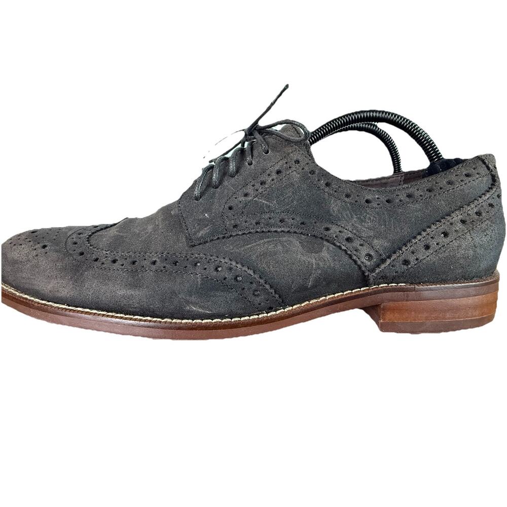 Joseph Abboud Mens Shoes 10.5 D Gray Suede Leather Wing Tip Fredrick Oxford - Picture 2 of 11